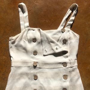 Strapless Striped Buttoned Dress.